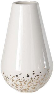 Vaso Decorativo Porcelana Branco Dourado 15cm