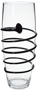 Vaso Decorativo Vidro Transparente Preto 35cm