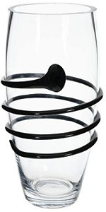 Vaso Decorativo Vidro Transparente Preto 25,5cm