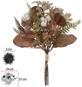 Buque Mamona Misto Ramalhete C/Fita X3 Creme 30cm