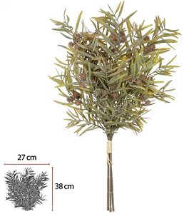 Buque Mamona Ramalhete C/Fita X3 Marrom Outono 58cm
