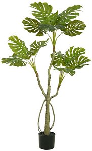 Planta Artificial Arvore Costela De Adão Real Toque Pu C/Pote X14 Verde 1,4cm