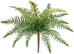 Planta Artificial Folhagem Samambaia Real Toque C/Powder X16 Verde 30cm