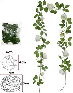 Planta Artificial Guirlanda Rosa X9 Branco 2m