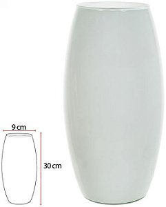 Vaso Vidro Romeu Decorativo Branco 30X9cm