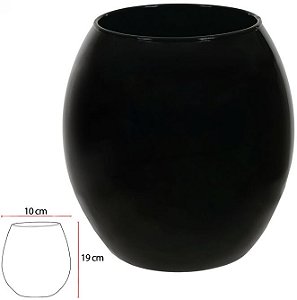 Vaso Vidro Santiago Decorativo Preto 19X10cm