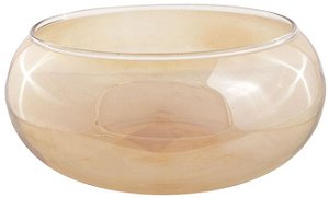 Vaso Vidro Lagoon Decorativo Ambar Fundido 8X19cm