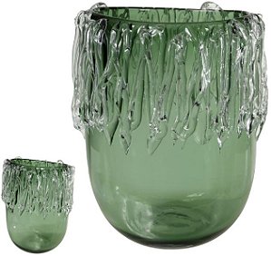 Vaso Decorativo Vidro Verde 23,5cm