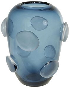 Vaso Decorativo Vidro Azul Fosco 27cm