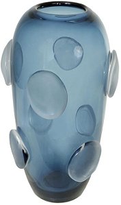 Vaso Decorativo Vidro Azul Fosco 35cm