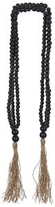 Colar Decorativo Franja Ramin Sementes Preto 1,11M