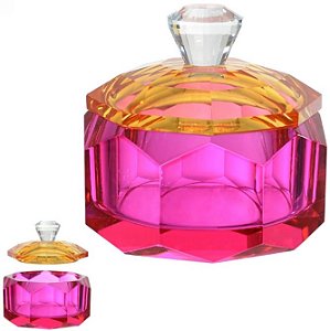 Caixa Decorativa Cristal Laranja Rosa 10cm