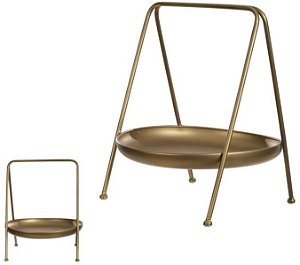Bandeja Decorativa Metal Dourado 30cm