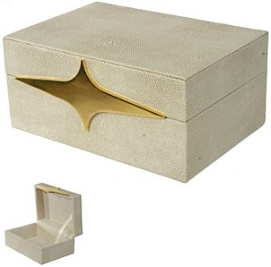 Caixa Decorativa MDF Revestimento Pu Bege 25,5cm