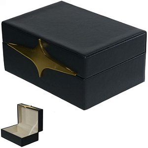 Caixa Decorativa MDF Revestimento Pu Preta 18cm