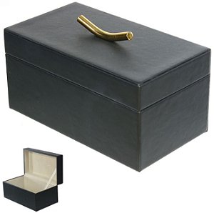 Caixa Decorativa MDF Revestimento Pu Preta 23cm