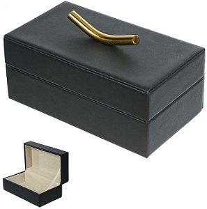 Caixa Decorativa MDF Revestimento Pu Preta 18cm