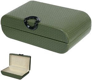 Caixa Decorativa MDF Revestimento Pu Verde 25,5cm