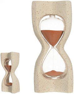 Ampulheta Decorativa Poliresina 14 minutos Bege Terracota 28cm