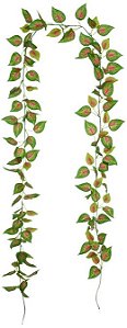 Planta Artificial Folhagem Coleus Guirlanda Real Toque X135 Verde Vermelho 2,3cm