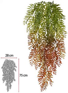 Planta Artificial Folhagem Samambaia Pendurar X5 Verde Outono 83cm