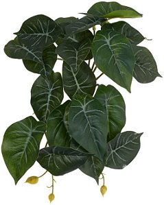 Planta Artificial Folhagem Caladium Pendurar X23 Verde Creme 28cm