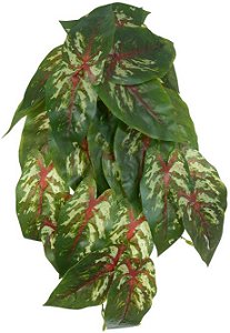 Planta Artificial Folhagem Caladium Pendurar X29 Verde Vermelho 45cm