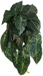 Planta Artificial Folhagem Caladium Pendurar X29 Verde Creme 45cm