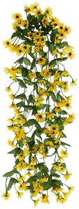 Planta Artificial Folhagem Girassol Pendurar X138 Amarelo 82cm