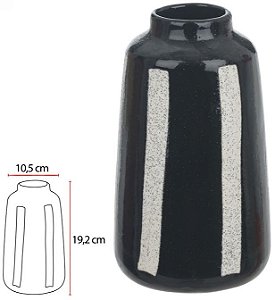 Vaso Decorativo Ceramica Preto Branco 19,2cm