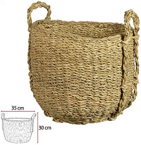 Cesto Decorativo Seagrass RD C/Alça Bege Natural 30cm