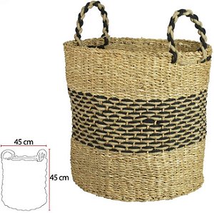 Cesto Decorativo Seagrass C/Alça Juta Rd Bege Natural 45cm