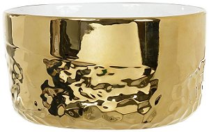 Cachepot Decorativo Porcelana Dourado Branco 8,1cm