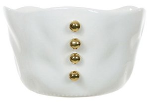 Cachepot Decorativo Porcelana Branco Dourado 12cm