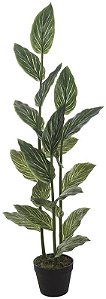 Planta Artificial Arvore Philodendron Real Toque C/Pote X19 Verde Creme 1.2m