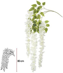 Planta Artificial Folhagem Haste Visteria Pendente X126 Off White 1.06m