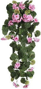 Planta Artificial Folhagem Geranio Pendentes X73 Rosa 2T 76cm