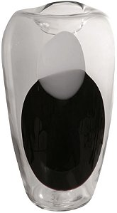 Vaso Decorativo Vidro Transparente Preto 36,5cm