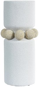 Vaso Decorativo Ceramica Branco Bege 39,2cm
