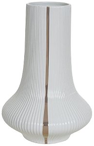 Vaso Decorativo Ceramica Branco Dourado 38,5cm
