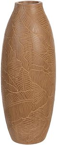 Vaso Decorativo Poliresina Folhas Marrom 43cm