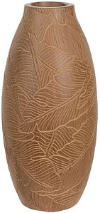Vaso Decorativo Poliresina Folhas Marrom 32cm
