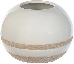 Vaso Decorativo Ceramica Branco Bege 8cm