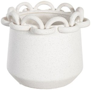 Vaso Decorativo Ceramica Chain Branco 18,5cm