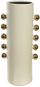 Vaso Decorativo Ceramica Balls Off White Dourado 12cm
