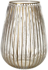Vaso Decorativo Vidro Transparente Dourado 32cm
