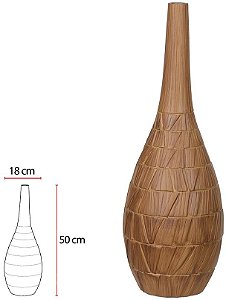 Vaso Decorativo Poliresina Texturizado Marrom 50cm
