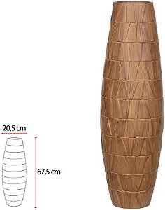 Vaso Decorativo Poliresina Texturizado Marrom 67,5cm