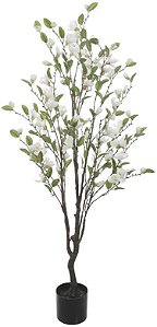 Planta Artificial Arvore Magnolia C/Pote X85 Branco 1,4m
