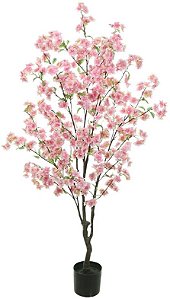 Planta Artificial Arvore Cerejeira C/Pote X744 Rosa 1,4m